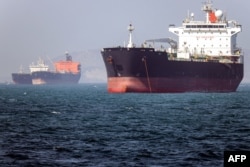 Tankers anchored in the Strait of Hormuz (file photo)