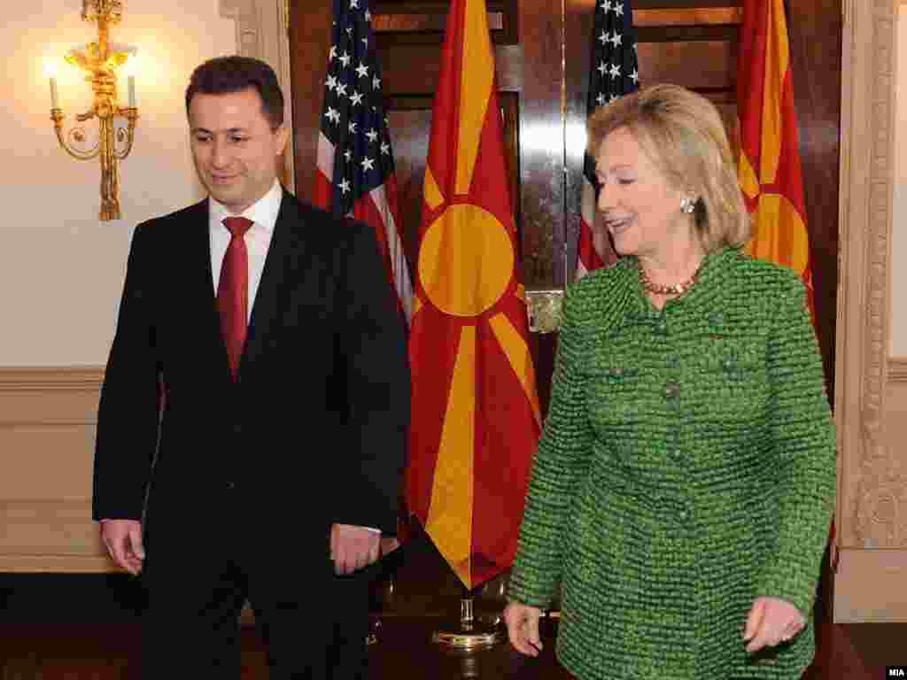 SAD - Makedonski premijer Nikola Gruevski sastao se sa američkom državnom sekretarkom Hillary Clinton u Washingtonu, 16.02.2011.