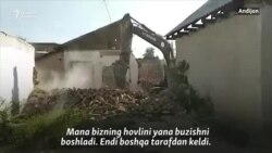 Андижон шаҳрининг Пушкин кўчасида уйларни бузиш ишлари бошланди