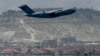 One of the last U.S. Air Force planes takes off from the airport in Kabul on August 30.