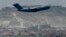 A U.S. Air Force aircraft takes off from the airport in Kabul on August 30, 2021.