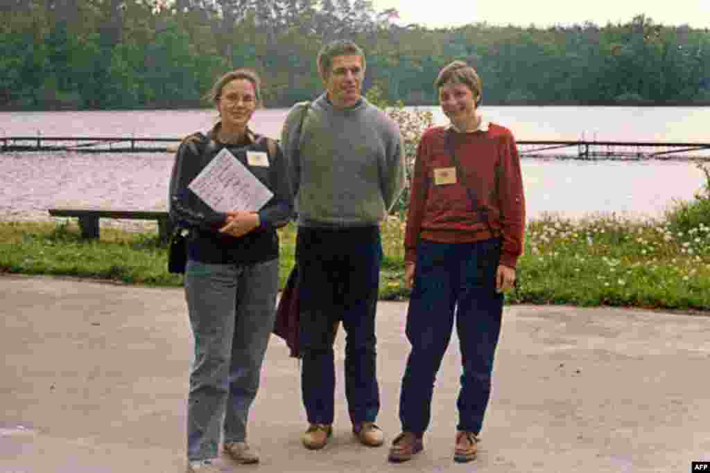 Angela Merkel (right) with her husband Joachim Sauer and friend Malgorzata Jeziorska at a summer school in Bachotek, Poland, in 1989.