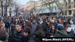 Protest ispred Radio Beograda, 13. februar 2025.