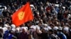 Қырғызстан президенті Сооронбай Жээнбековтің отставкасын талап еткен қарсылық акциясы. Бішкек, 14 қазан 2020 жыл.