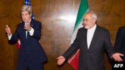 U.S. Secretary of State John Kerry (left) and his Iranian counterpart Mohammad Javad Zarif at nuclear talks in Lausanne last month.