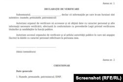 Moldova, "sample clearance declaration" for public office candidates