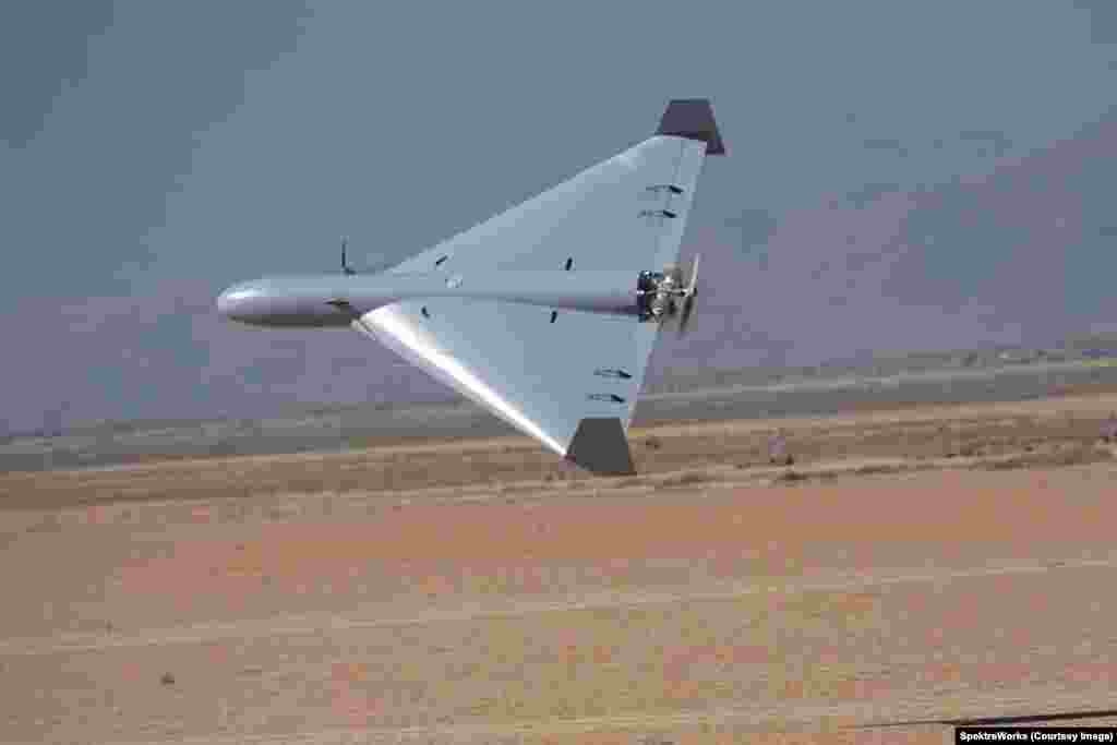 An US-made LUCAS drone photographed in flight.SpektreWorks, the Arizona-based producer of the LUCAS drones has highlighted the same cost advantages for its platform that have made the Shahed ubiquitous in Russia’s war on Ukraine.