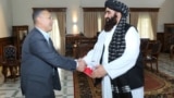 Afghanistan -- Taliban acting foreign minister Amir Khan Muttaqi امیر خان متقی during meeting with Kirghizstan vice president in security in Kabul, 23 September 2021