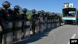 Pakistani soldiers stand guard in Islamabad on October 6.