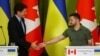 Premierul canadian Justin Trudeau și președintele Ucrainei Volodimir Zelenski își strâng mâna în timpul conferinței de presă de la Kiev, 10 iunie 2023