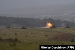 Американские танки Abrams на военных учениях НАТО в Европе. 31 мая 2021 года