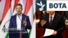 Udhëheqësi opozitar, Peter Magyar dhe kryeministri hungarez, Viktor Orban. 