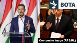 Udhëheqësi opozitar, Peter Magyar dhe kryeministri hungarez, Viktor Orban. 
