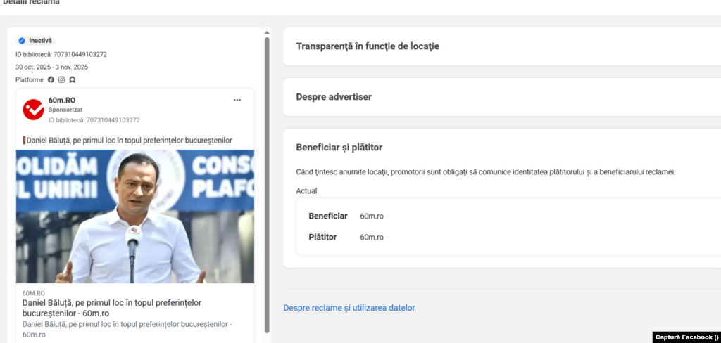 Postare plătită 60m.ro pentru Daniel Băluță.