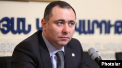 Armenia - Labor and Social Affairs Minister Artur Grigorian at a news conference in Yerevan, 31Jan2012.