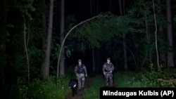 Литовські прикордонники патрулюють ліси на кордоні з Білоруссю, 10 червня 2021 року