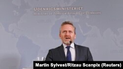 Danish Foreign Minister Anders Samuelsen speaks during a news conference in Copenhagen, Denmark, October 30, 2018.