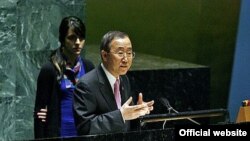 U.S. -- UN Secretary-General Ban Ki-moon addresses the 31st Annual United Nations International School/United Nation (UNIS/UN) Conference on "Global Warming" at UN headquarters in New York, 01Mar2007