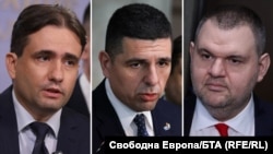 Колаж с лидерите на "Да, България" Божидар Божанов и Ивайло Мирчев и лидера на "ДПС - Ново начало" Делян Пеевски