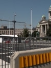 Serbia, Belgrade -- The square in front of the National Assembly in Belgrade, where for more than four months, government supporters have been blocking one of the busiest intersections in Serbia's capital.