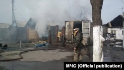 Бишкек шаарындагы өрттөнүп кеткен жер. 15-март, 2019-жыл.