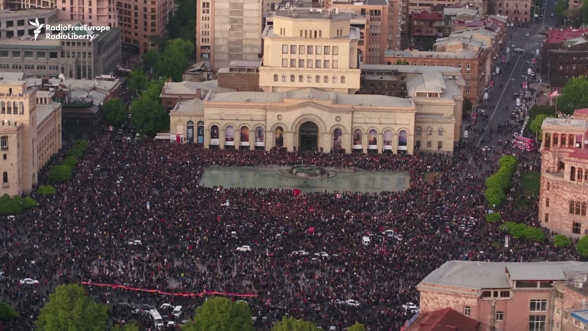 Tens Of Thousands Fill Yerevan Square As Protest Leader Pashinian Detained