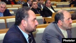 Armenia -- Opposition MPs Miasnik Malkhasian (L) and Hakob Hakobian.