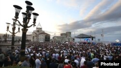 Nagorno-Karabakh -- A rally at Renaissance Square in Stepanakert, August 5, 2019.