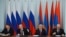 Armenia - Energy Minister Armen Movsisian (R) and Gazprom Chairman Alexei Miller (L) sign a Russian-Armenian gas deal in the presence of Presidents Vladimir Putin and Serzh Sarkisian, Yerevan, 2Dec2013.
