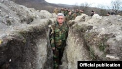 Nagorno-Karabakh - Armenian President Serzh Sarkisian visits a section of the Line of Contact with Azerbaijan, 10Dec2016.