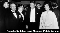 President John F. Kennedy and First Lady Jacqueline Kennedy at his inauguration.