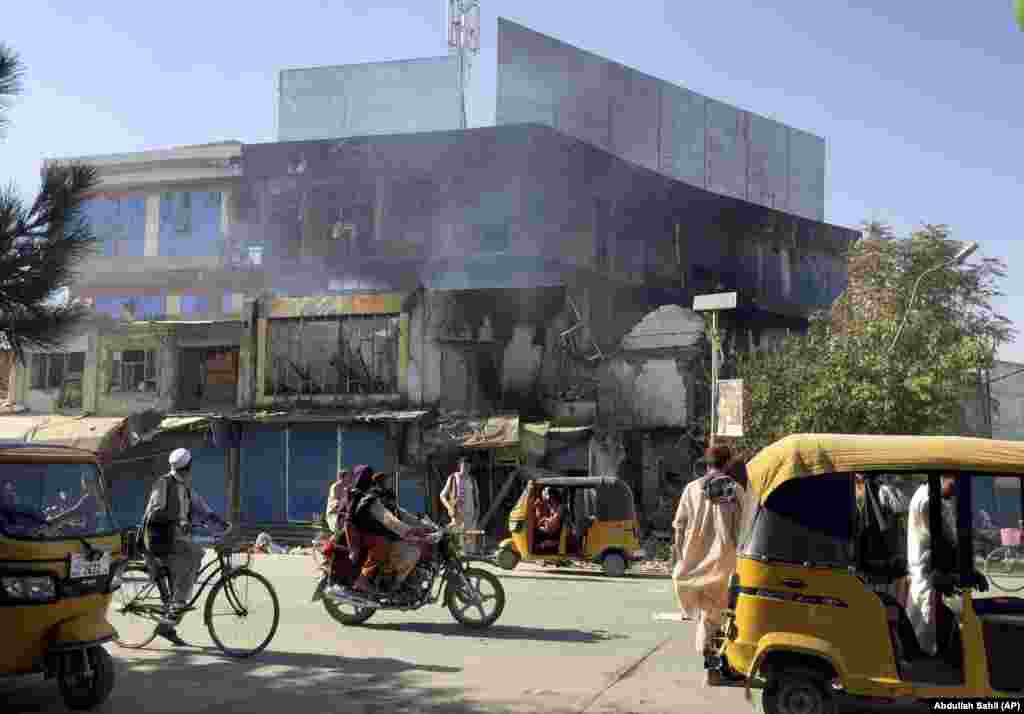 Damaged buildings in Kunduz.