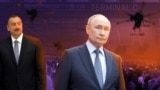 Коллаж: Алиев, путин, атака дронов
