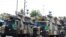 Iranian military trucks carry surface-to-air missiles during a parade on the occasion of the country's Army Day, in Tehran, April 18, 2017