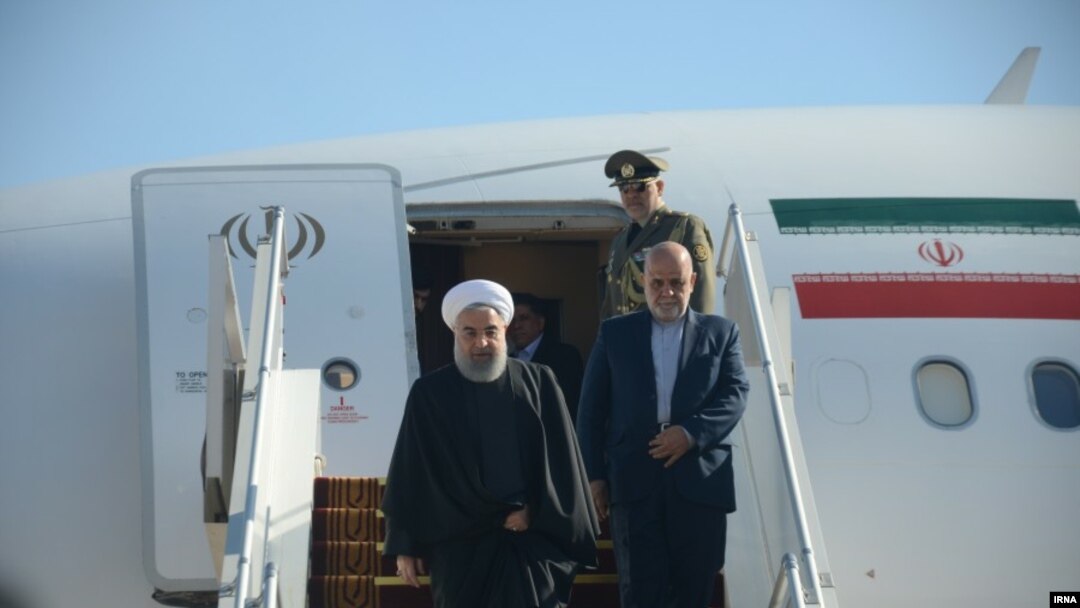 Rohani prilikom sletanja u Bagdad, 11. mart 2019.