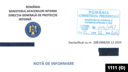 Romania, declassified doc Interior Ministry 