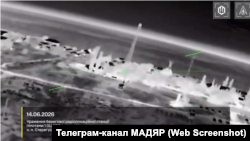 Скриншот із відео СБС України, на якому показано атаку по РЛС у Криму 14 червня 2026 року