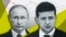 Президент Росії Володимир Путін (ліворуч) і президент України Володимир Зеленський, ілюстративний колаж