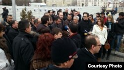 Прес-конференција на Координативниот совет на невладините организации за обнова на Бурмали џамијата на плоштадот во Скопје. 