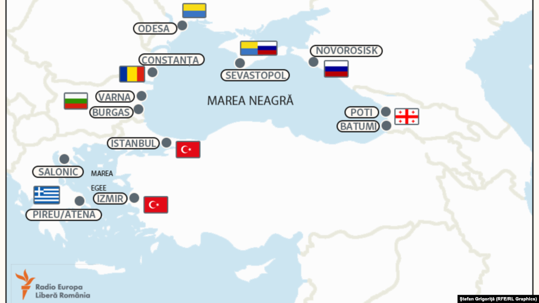 Principalele porturi de la Marea Neagră.