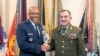 U.S. - Charles Brown, chairman of the U.S. Joint Chiefs of Staff, and Edvard Asrian, chief of the Armenian army's General Staff, meet in Washington, October 16, 2024.