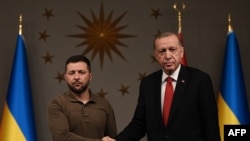 უკრაინის პრეზიდენტი, ვოლოდიმირ ზელენსკი თურქეთის პრეზიდენტ რეჯეპ ტაიპ ერდოანთან ერთად. სტამბოლი, 7 ივლისი. 2023 წელი
