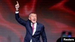 Billionaire politician Andrej Babis celebrates victory in Czech parliamentary elections on October 4
