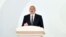 Azerbaijani President Ilham Aliyev gives a speech in Sumgait on November 21.
