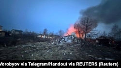 A house burns after Ukrainian drone attack.(file photo)
