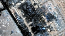 A satellite image released by Vantor shows a pumping station along the general route of Saudi Arabia's East-West pipeline, southeast of Medina, following a drone attack and resultant fires. 