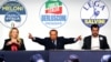 Capii dreptei italiene în congres: Silvio Berlusconi între șefa extremei drepte din Fratelli D'Italia, Giorgia Meloni, și liderul grupării Lega, formațiunea din nord a dreptei, Matteo Salvini. 