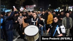 Several thousand protesters rally in the center of Podgorica demanding the resignations of the leaders of the Montenegrin state, government and judiciary on February 16.