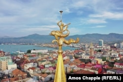 A golden rooftop monument above Batumi’s old town