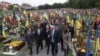 Міністри закордонних справ Іспанії, Великої Британії, Франції та інших європейських країн вшановують пам'ять загиблих захисників України на військовому кладовищі перед зустріччю Україна-ЄС у Львові, 9 травня 2025 року
